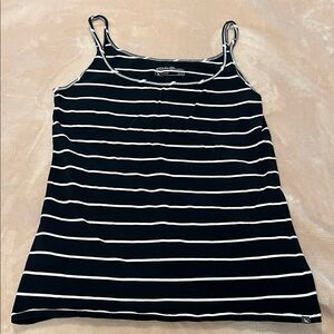 Eddie Bauer Black and White Striped Spaghetti Strap Tank Top